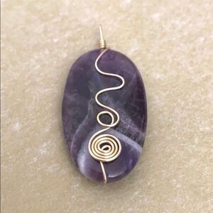 Purple Stone Pendant Necklace Hand Crafted